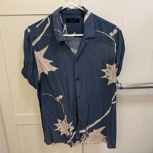 Allsaints Blue Camp Collar Button Down